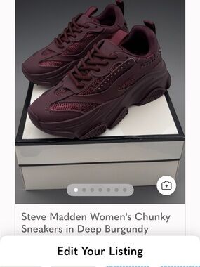 New Steve Madden Women's Chunky Sneakers in Burgundy 7.5 Brand New Bedazzled